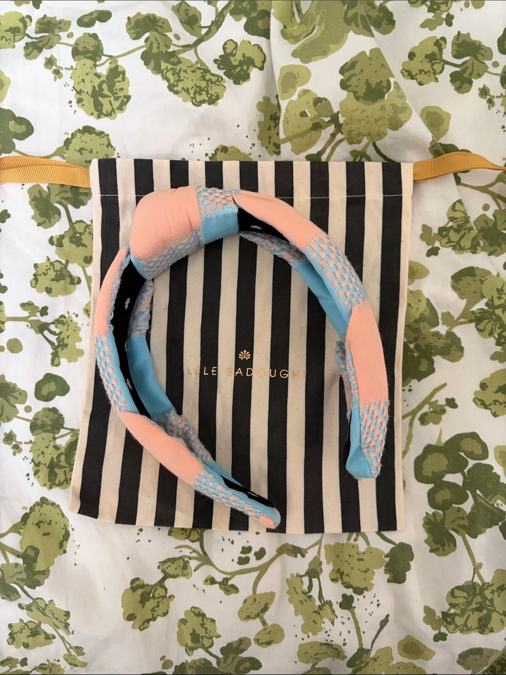 Lele Sadoughi Peach & Sky Blue Knotted Padded Headband